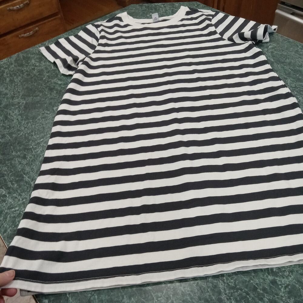 Old Navy Women's Tshirt Dress Women's Large Black White Nautical Coastal Beach